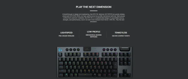 Logitech G913 TKL Tenkeyless Lightspeed Wireless RGB Mechanical Gaming Keyboard - Image 2