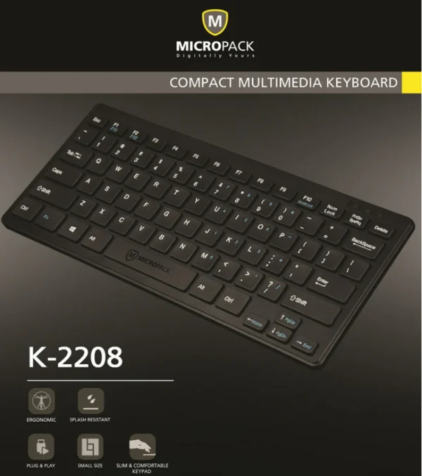 Micropack K2208 Wired USB Mini Keyboard - Black - Image 2