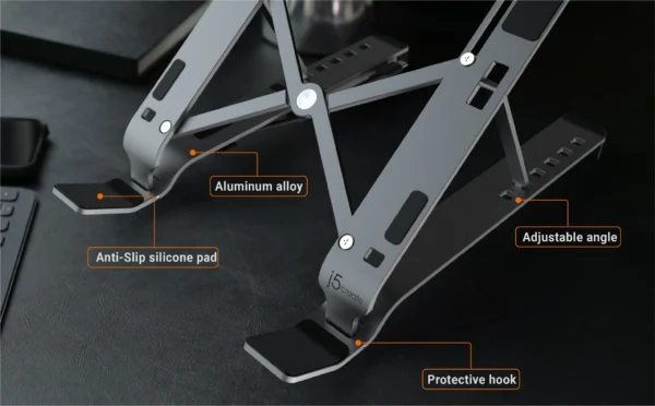 j5create JTS223 USB HUB X Kit Laptop Stand, USB Laptop Stand with 4 USB port, Fordable Laptop Holder - Image 4