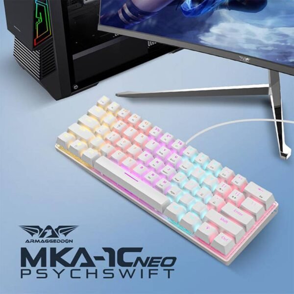 Armaggeddon MKA 1C Neo LED Backlight Mechanical Gaming Keyboard 61 Key Hot Swapable  Black / White - Image 2