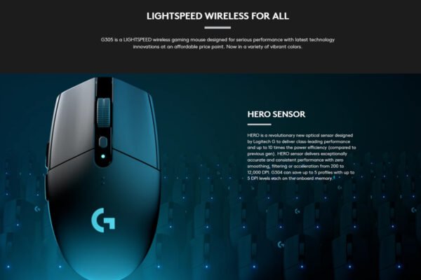 Logitech G304 Lightspeed Wireless Gaming Mouse | HERO Sensor | 12000 DPI | Lightweight | 6 Programmable Buttons | 1 MS Report Rate - Black / White - Image 4