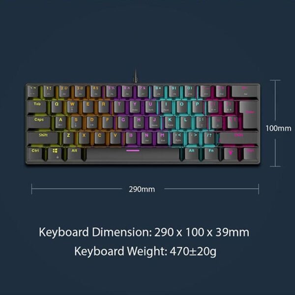 Armaggeddon MKA 1C Neo LED Backlight Mechanical Gaming Keyboard 61 Key Hot Swapable  Black / White - Image 3