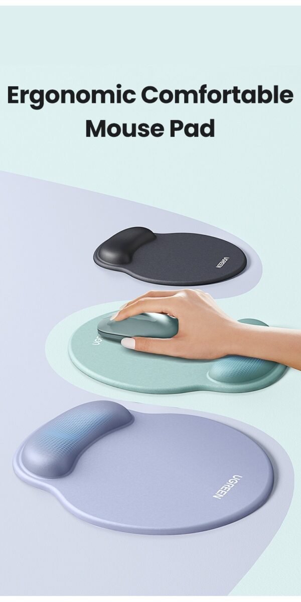 UGREEN Ergonomic Mouse Pad with Wrist Rest Support Soft Skin friendly Memory Foam Anti slip Design - Image 2